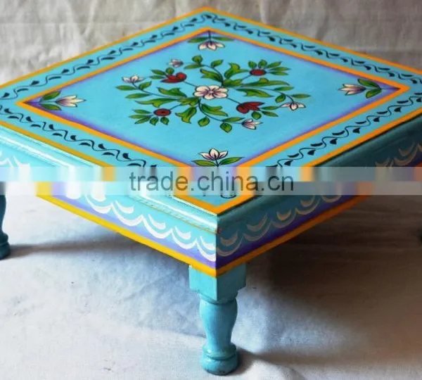 Indian Crafted Hand Painted Wooden Chowki photo-3