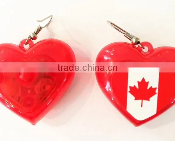 Customs Made July 4th Plastic Heart Led Flashing Light Earrings photo-2