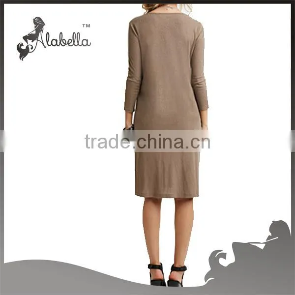 Sexy Modal Ladies Dress Long Sleeve High Side Slits photo-2