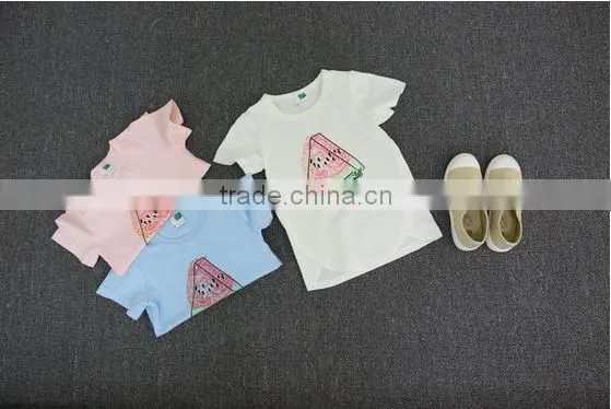 Wholesale Children T-shirt Sweet Color Cartoon Watermelon Printed T-shirt for Kids Round Neck Girls T-shirt photo-2