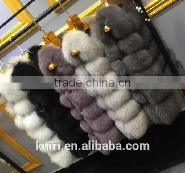 100% Real Genuine Fox Fur Long Vest Gilet Waistcoat Jacket Ladies Luxury Warm photo-3