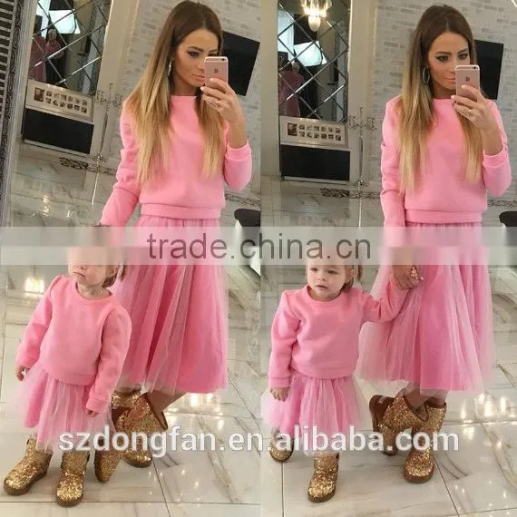 Stylish Mommy And Me Skirts Matching Pullover Sweatshirt Mommy And Baby Matching Tu Tu Dress For Girl photo-3