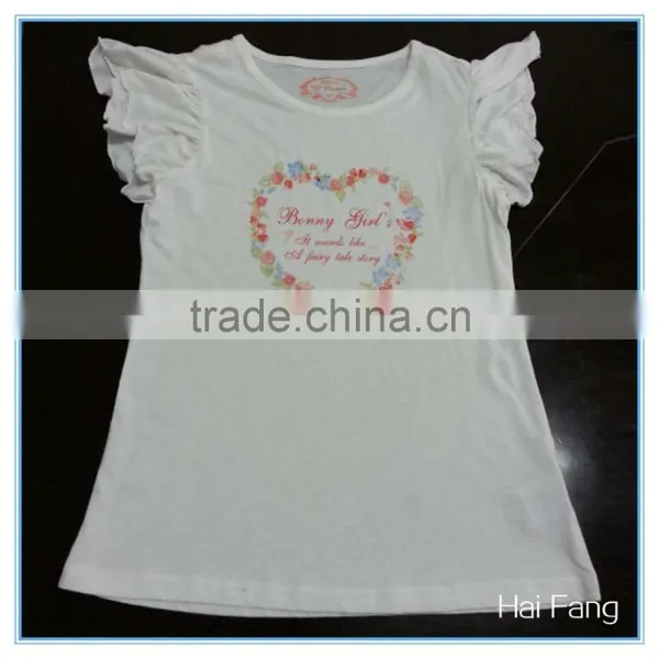 Children Girls Printting Bubble Sleeve t Shirt, Girl t Shirts Printed Designs, Fancy Girl Short Sleeve t Shirt photo-2
