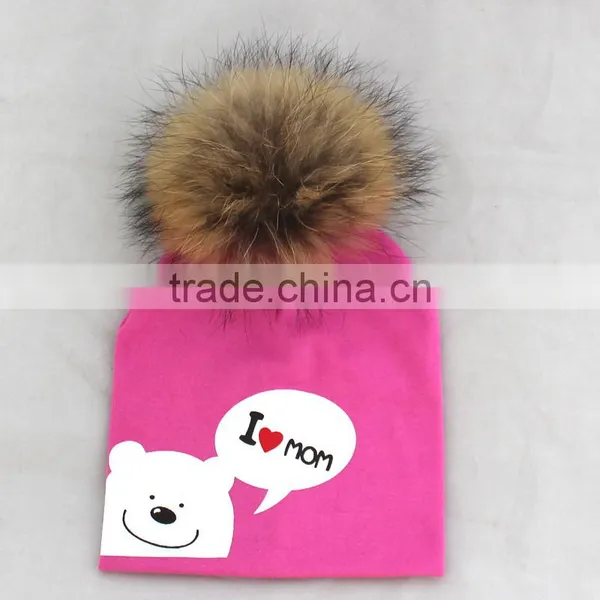 Myfur Spring Infantile Hot Selling Unisex Baby 100% Cotton Hat With a Fur Pom Pom Ball photo-5