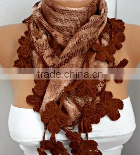 Brown Scarf Fringe Scarf Cowl Scarf by Fatwoman Best Selling Item Scarf Women Fashion Accessories Winter Accessori photo-3