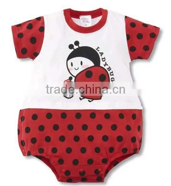 2016 Cartoon Animals Dot Printed Short Sleeve Pure Cotton Baby Romper photo-4