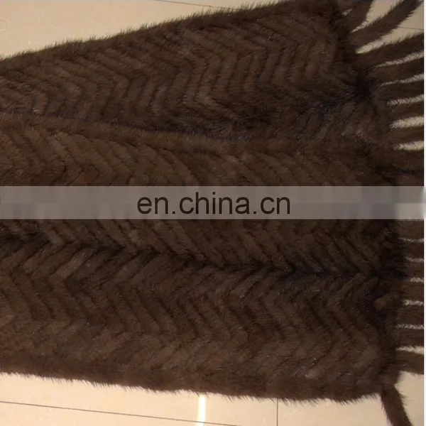 2105 Women Spring Knitted Mink Fur Scarf With Hood / Graceful Shawl for Lady