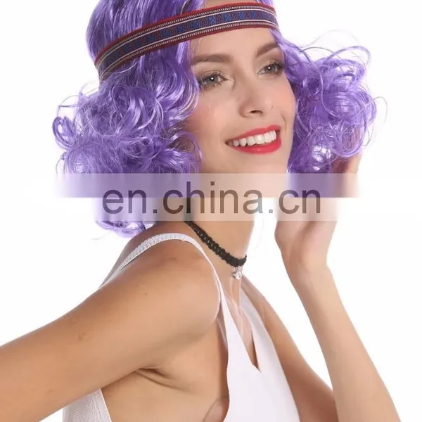 Synthetic Purple Short Wigs With Headband P-W235 photo-3