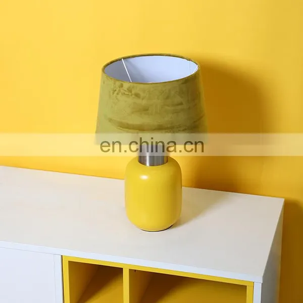 Japan Modern Matt Yellow Ceramic Base Custom Cheap Bedside Unique Desk Lamps for Hotel Home photo-3