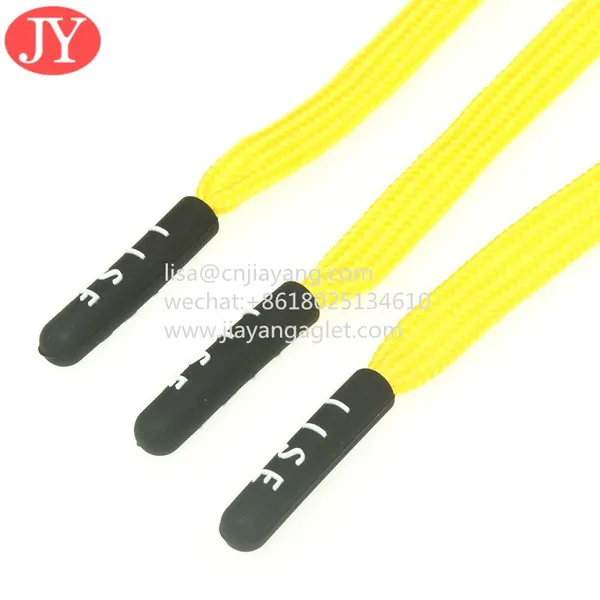 Soft Silicone Plastic Aglet Flat Cotton Drawstring With Silicone Shoe Lace Buckle Shoelace Aglet photo-4