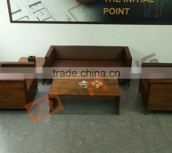 Modern Appearance And Wood Material Executive Living Room Sofa Commercial Leather Sectional Sofa Low Back Brown Leather Sofa photo-3