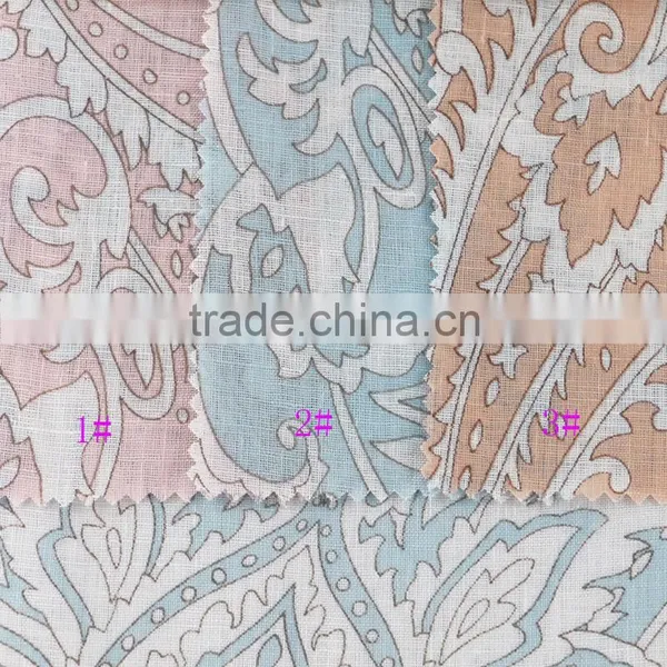 Screen Printed Linen Fabric Wholesale 21*21,linen Fabric for Dress & Skirt,100% Linen Fabric French
