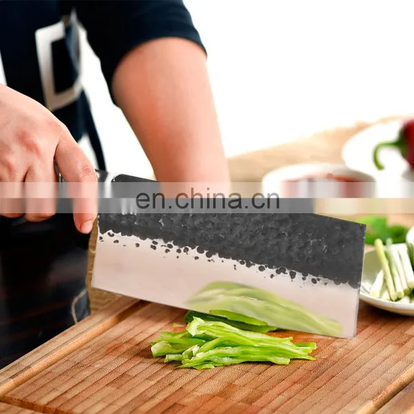 8 Inch Chinese Style Forged Hammered Stainless Steel Kitchen Meat Cleaver Chopping Knife With Wood Handle Slicing Knife photo-4