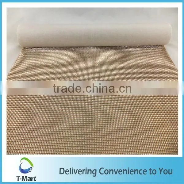 New Fashion Golden Base Iron On Crystal Rhinestone Mesh Trim photo-3