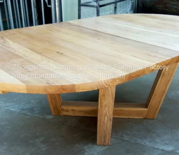 Solid Elmwood Round Dining Table,extendable photo-4