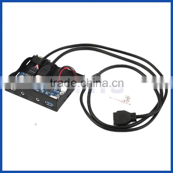 3.5" Expansion Floppy Bay Front Panel 2 USB 3.0 + Type C + HD Audio Ports Hub photo-3
