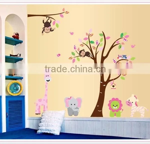 ALFOREVER Hot Sale the Owl Tree With Other Animals Wall Decals,kids Owl Decals photo-3