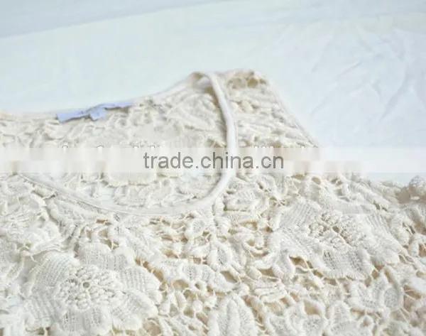 Hot Selling Racer Back Design Cotton Transparent Sleeveless Long Crochet Lace Tops photo-4