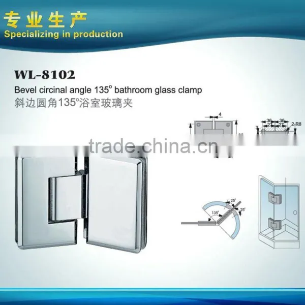 Orthogonal Camber 90 Degrees Double Sided Glass Door Clamp Brass Hinge photo-5