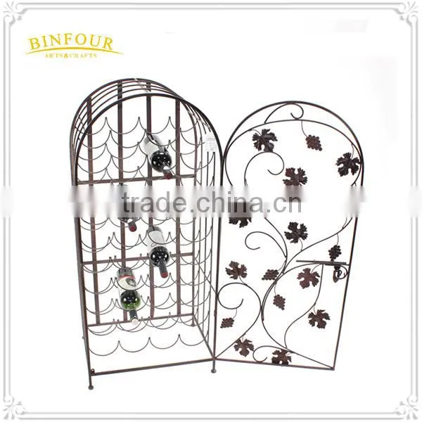 Fancy Unique Metal Wine Bottle Holder Decorative Wall Mounted Wine Rack photo-3