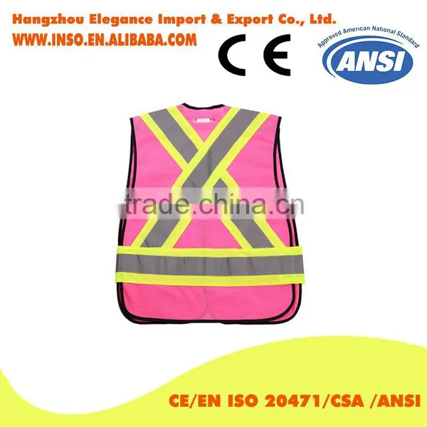 Plus Size Class 2 Pink Safety Vests With Pockets for Woman Reflector Jackets photo-2