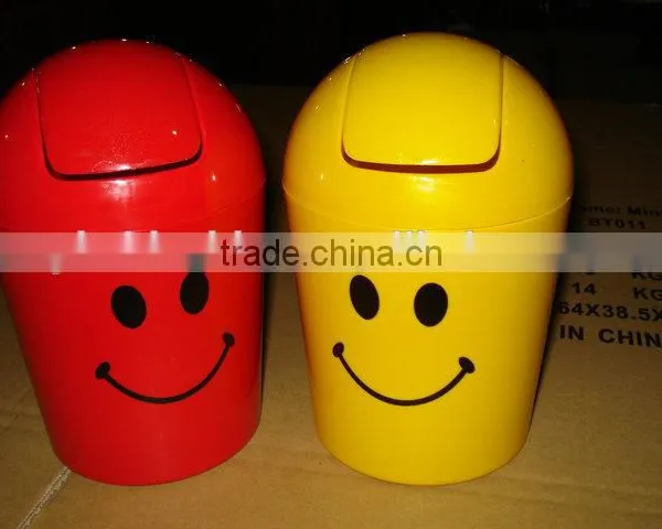 BT011 Round Smile Face Dustbin, Promotional Gift Round Bin, Small Plastic Bin With Lids photo-4