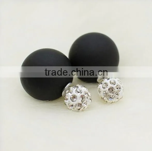 Fashion Crystal Jewelry Stud Double Face Plastic Pearls Double Pearl Earring photo-4
