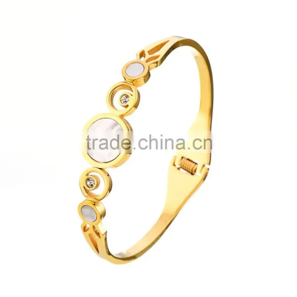 Fashion Stainless Steel Crystal Luxury Cut-out Cuff Bangle Bracelets for Women photo-4