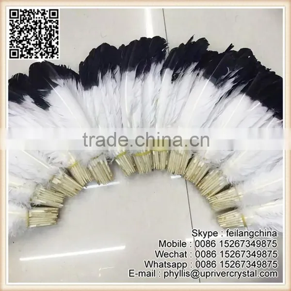 Wholesale Imitation Eagle Feather Top Quality Best White Turkey Black Tip Feather photo-2