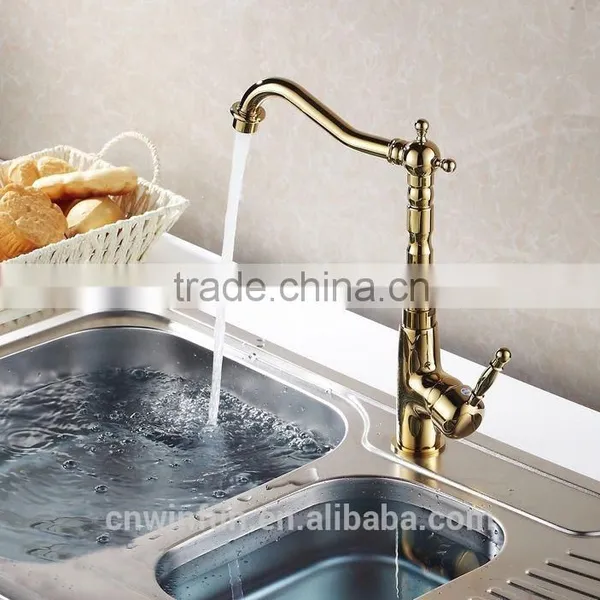 Sanitary Ware Kitchen Basin Sink Faucet Gold Brushed Kitchen Faucet photo-2