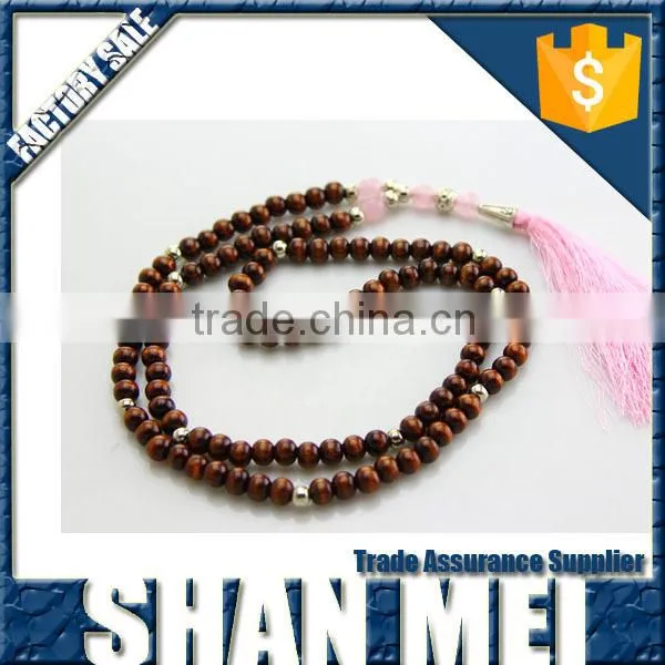 Good Luck Long Wooden Beads Necklace With Long Tassel Rosary Necklace photo-2