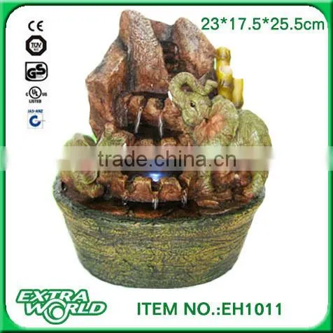 Desktop Rock Elephant Artificial Fountain With Bamboo
