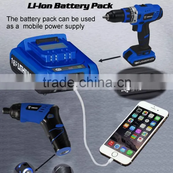 18V DC New Power Tool Mobile Power Bank Lithium Battery Cordless Drill photo-2