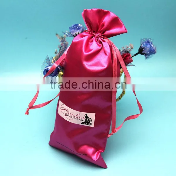 Colorful Satin Drawstring Hair Bag With Customzied Logo Printed