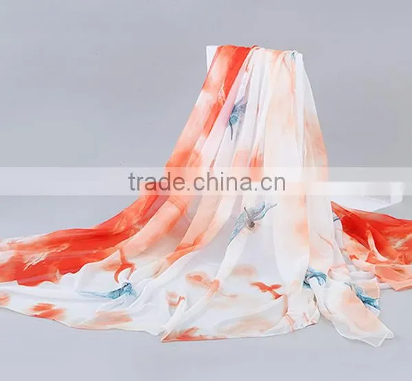 Pink Rose Silk Twill Scarves Print Women Scarf Handmade Wrap Shawl Chiffon Large Cheap Price photo-4