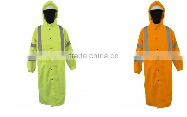 Long Raincoat With Safety Hi-Vis