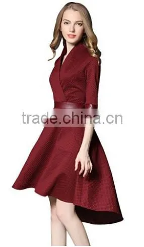 Women's Sexy V Neck Polka Dots Swing Cocktail Party Dress photo-3