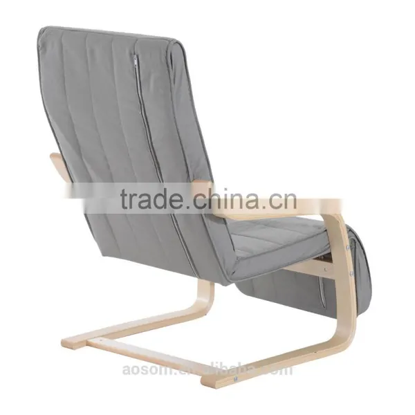 HomCom 39" Light Gray Reclining Bentwood Deck Chair photo-4