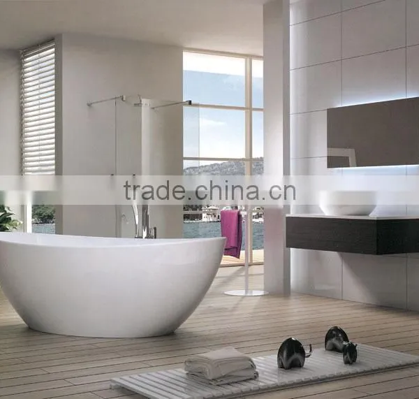 Customized Design Acrylic Solid Surface Bathtub, Artificial Stone Bath Tub photo-6