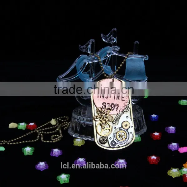 2015 Yiwu Fashion Imitation Jewelry Steampunk Necklace Dog Tag Gear Steam Inspire Letter Pendant Cameo Statement Necklace photo-3