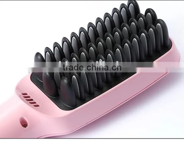 Ceramic PBT Not Hurt Anti-Scald 2 In 1 Anion Hair Straightener Brush photo-6