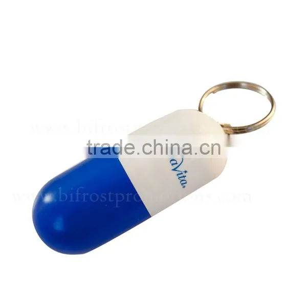 Small Plastic Capsule Shaped Pill Box Keychain photo-2