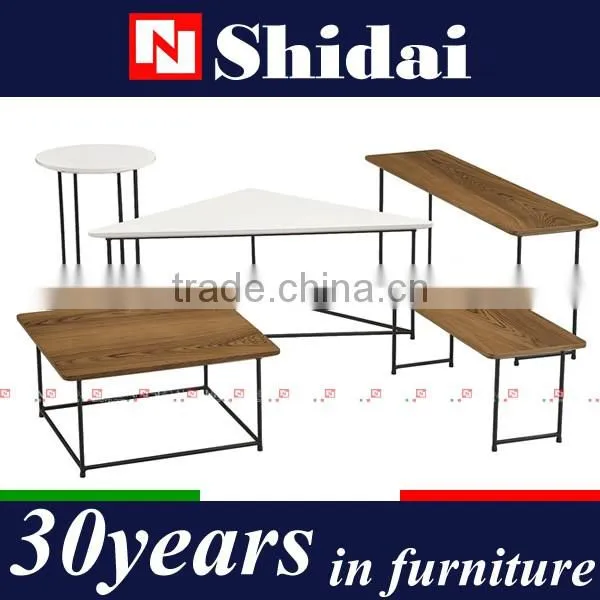 Iron Plate Legs Wooden Round Coffee Table Modern TA112 photo-3