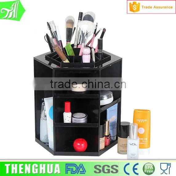 Rotation Hexagon Make-up Tools Plastic Storage Box Organizer Cosmetic Case photo-3