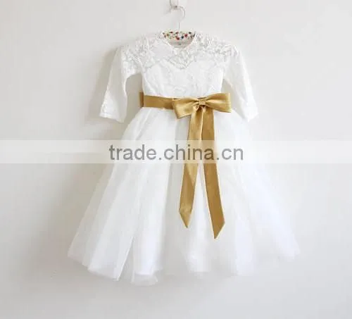 Floor-Length Light Lvory Flower Girl Dress Tulle Lace Fabric Baby Party Dress Gown photo-2
