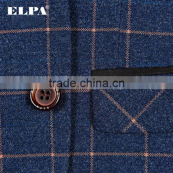 ELPA NXB0024 Designer Fashion Tailor Made Navy Check Woolen 3 Piece Formal Boys Tuxedo Suits photo-6