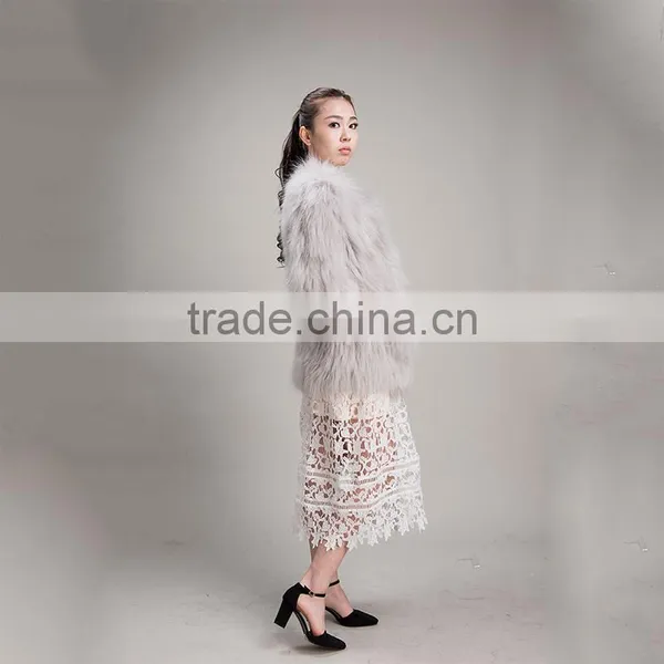 Myfur New Fashion Solid Color Luxury Knitted Raccoon Fur Coat for Women photo-3