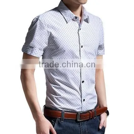 2015 Men Slim Fit Shirts Short Sleeve Wholesale photo-4