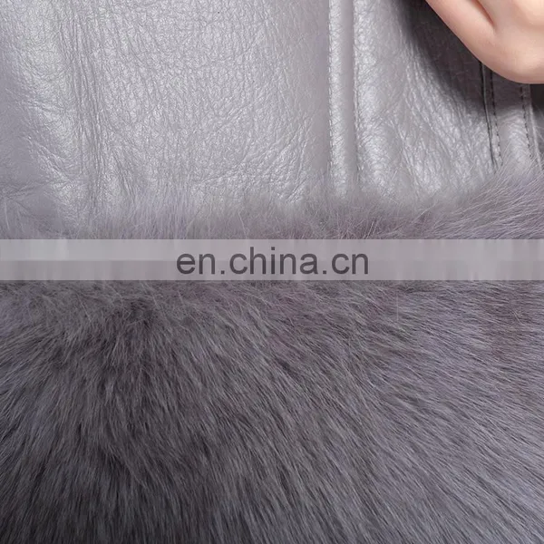 Korean Style High Quality Clothing Winter Women Leather Jacket With Fox Fur Collar photo-5