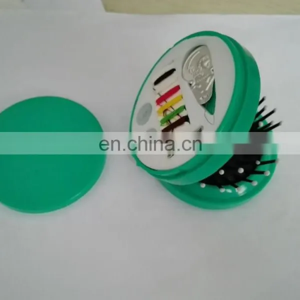 Round Foldable Hair Brush With Mirror And Sewing Kit Set With Available Color Provided photo-6